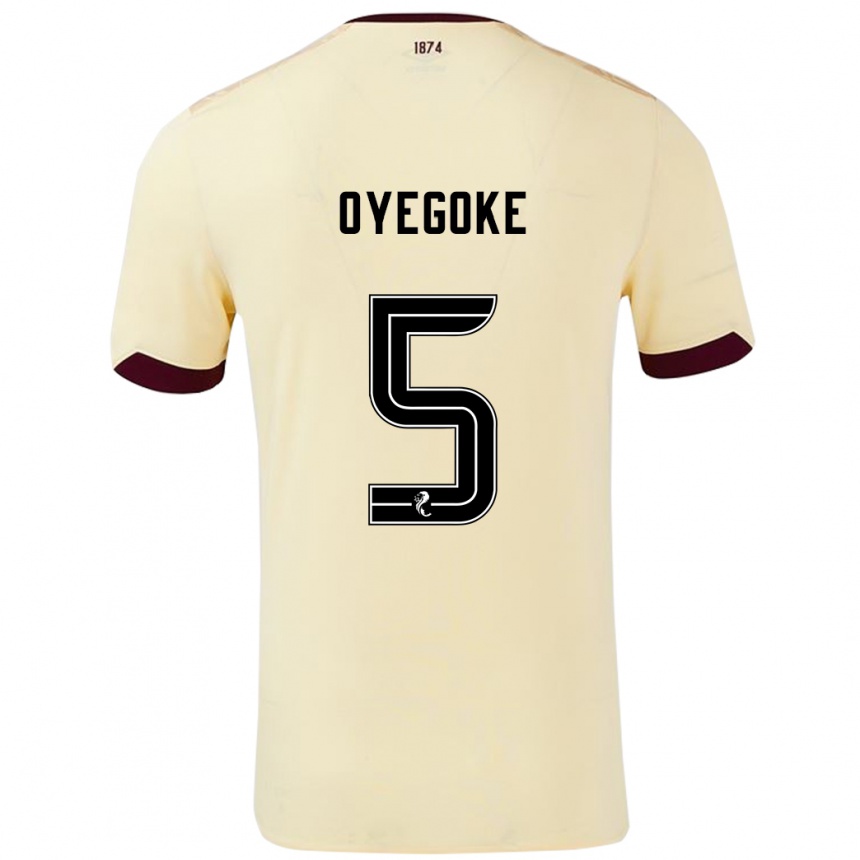 Gyermek Labdarúgás Daniel Oyegoke #5 Krémes Bordó Idegenbeli Jersey 2024/25 Mez Póló Ing