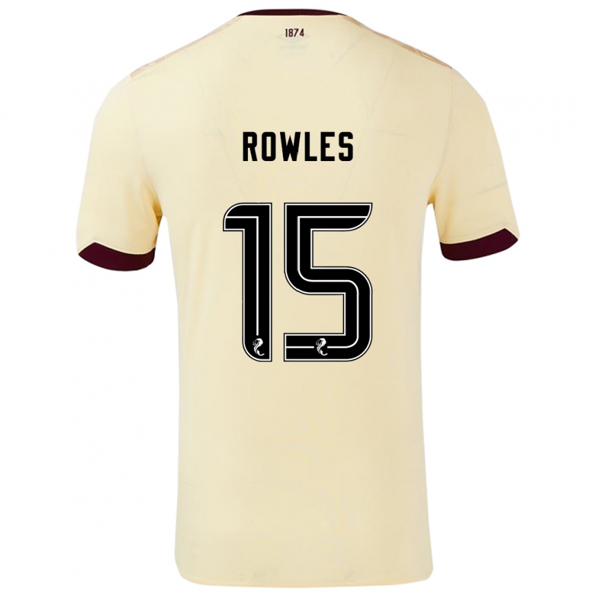 Gyermek Labdarúgás Kye Rowles #15 Krémes Bordó Idegenbeli Jersey 2024/25 Mez Póló Ing