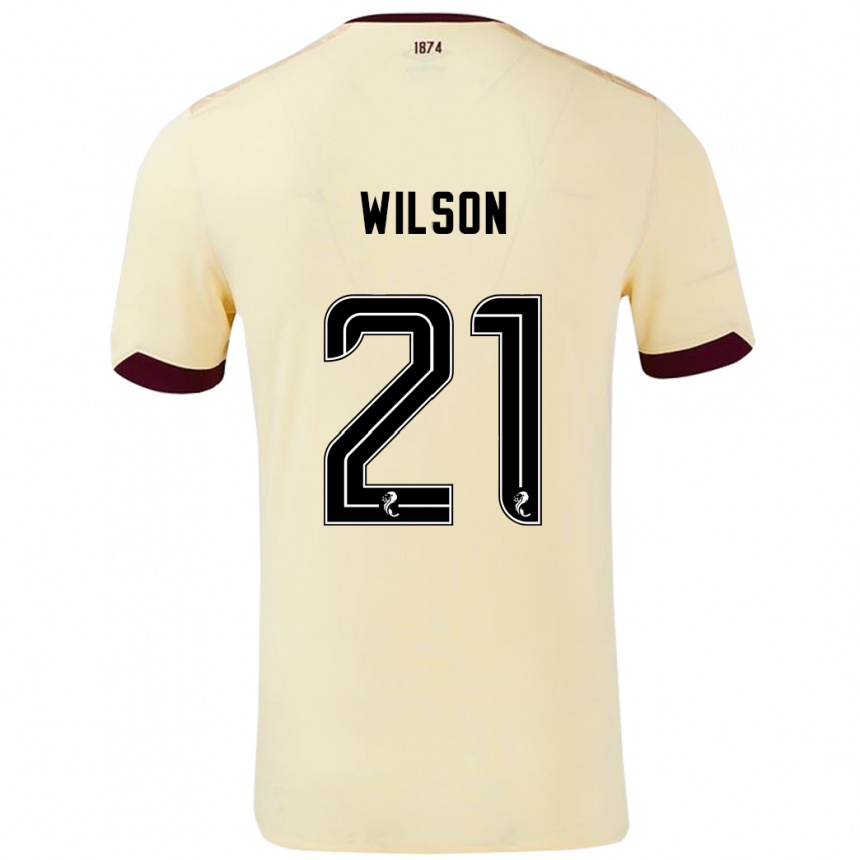 Gyermek Labdarúgás James Wilson #21 Krémes Bordó Idegenbeli Jersey 2024/25 Mez Póló Ing