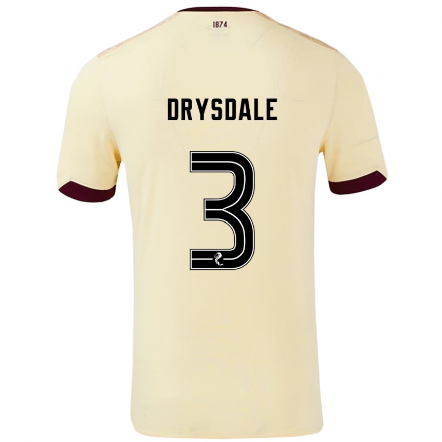 Gyermek Labdarúgás Ethan Drysdale #3 Krémes Bordó Idegenbeli Jersey 2024/25 Mez Póló Ing