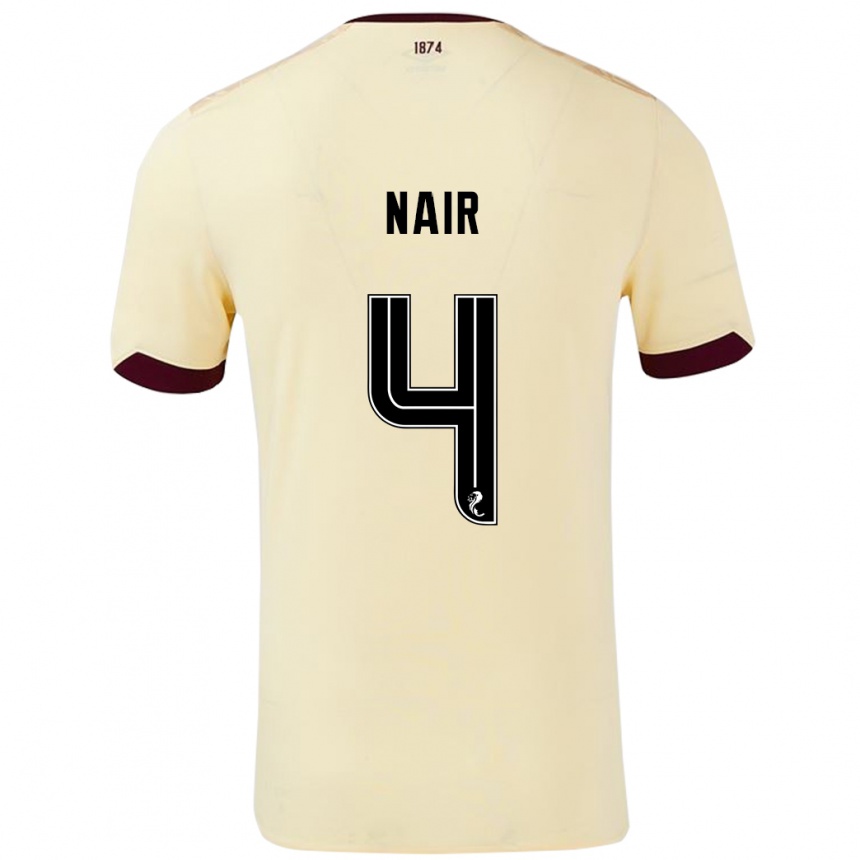 Gyermek Labdarúgás Kenzi Nair #4 Krémes Bordó Idegenbeli Jersey 2024/25 Mez Póló Ing