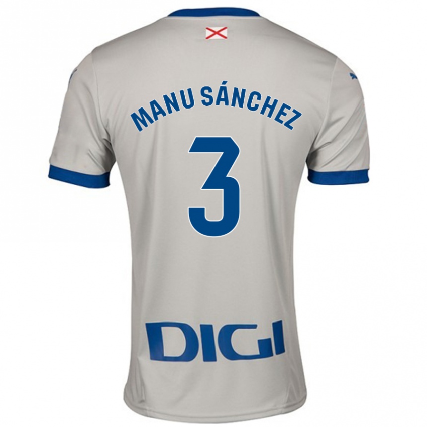 Gyermek Labdarúgás Manu Sanchez #3 Világos Szürke Idegenbeli Jersey 2024/25 Mez Póló Ing