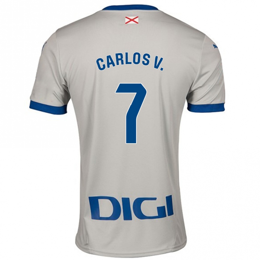 Gyermek Labdarúgás Carlos Vicente #7 Világos Szürke Idegenbeli Jersey 2024/25 Mez Póló Ing