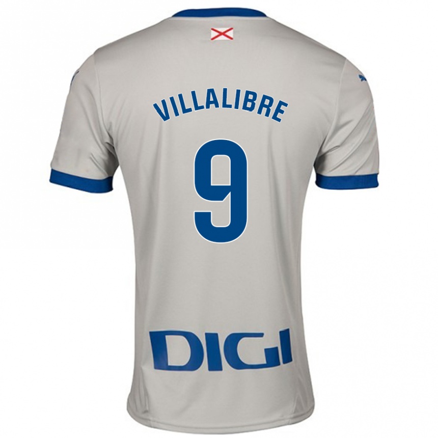 Gyermek Labdarúgás Asier Villalibre #9 Világos Szürke Idegenbeli Jersey 2024/25 Mez Póló Ing