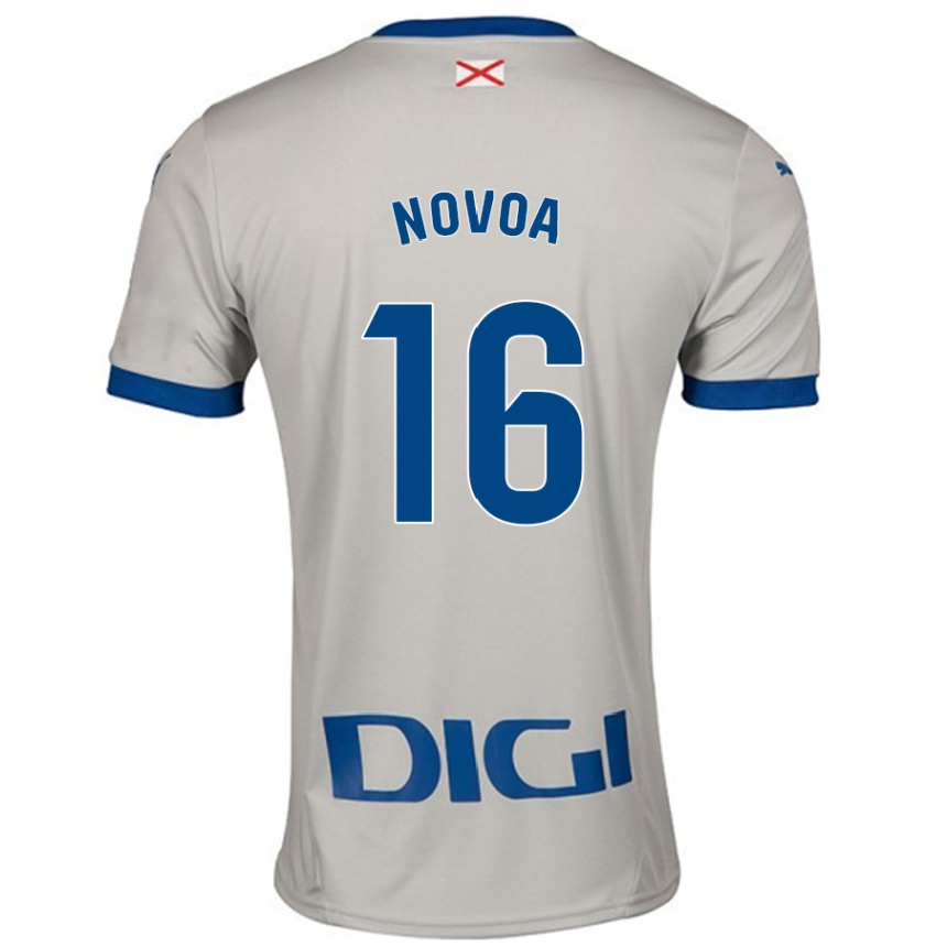 Gyermek Labdarúgás Hugo Novoa #16 Világos Szürke Idegenbeli Jersey 2024/25 Mez Póló Ing