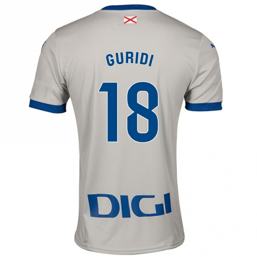 Gyermek Labdarúgás Jon Guridi #18 Világos Szürke Idegenbeli Jersey 2024/25 Mez Póló Ing