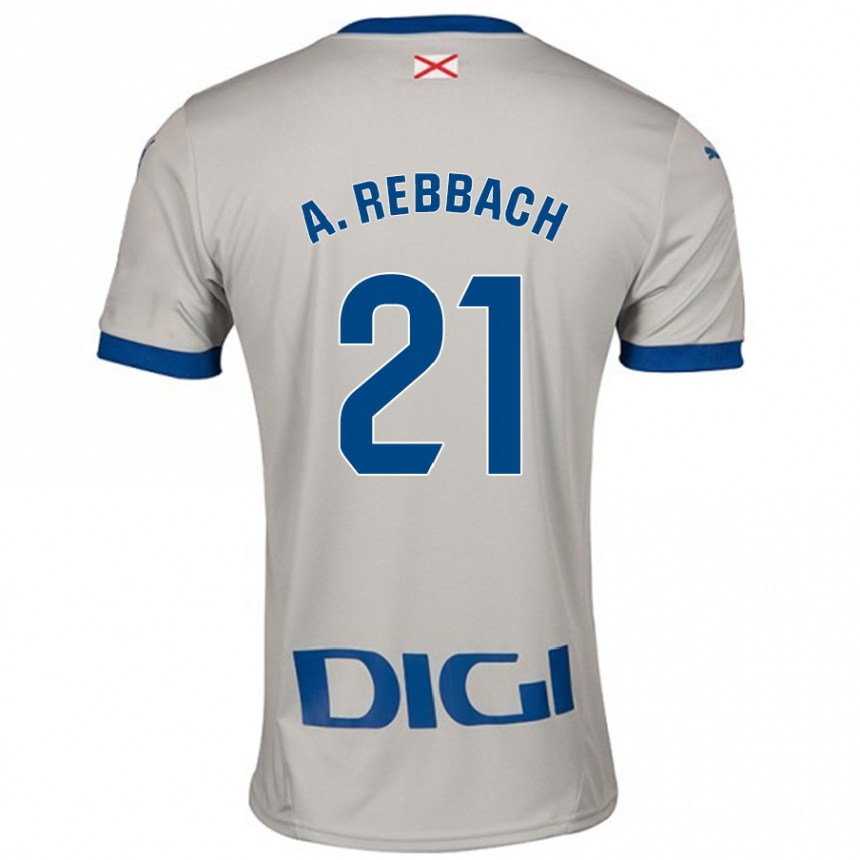 Gyermek Labdarúgás Abde Rebbach #21 Világos Szürke Idegenbeli Jersey 2024/25 Mez Póló Ing