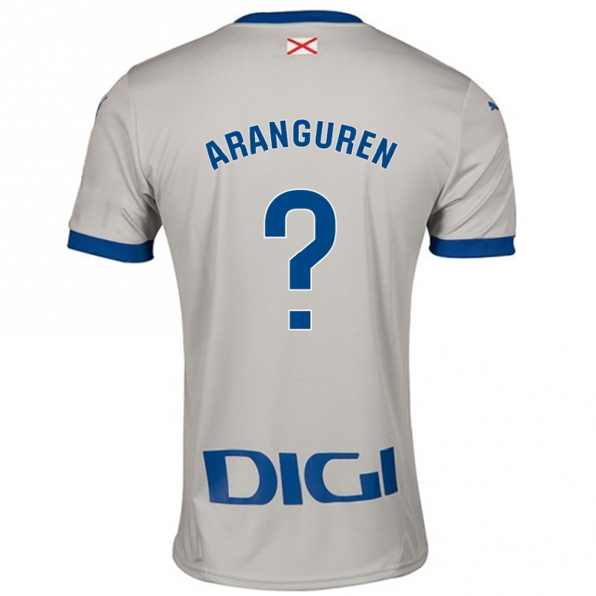 Gyermek Labdarúgás Aitor Aranguren #0 Világos Szürke Idegenbeli Jersey 2024/25 Mez Póló Ing