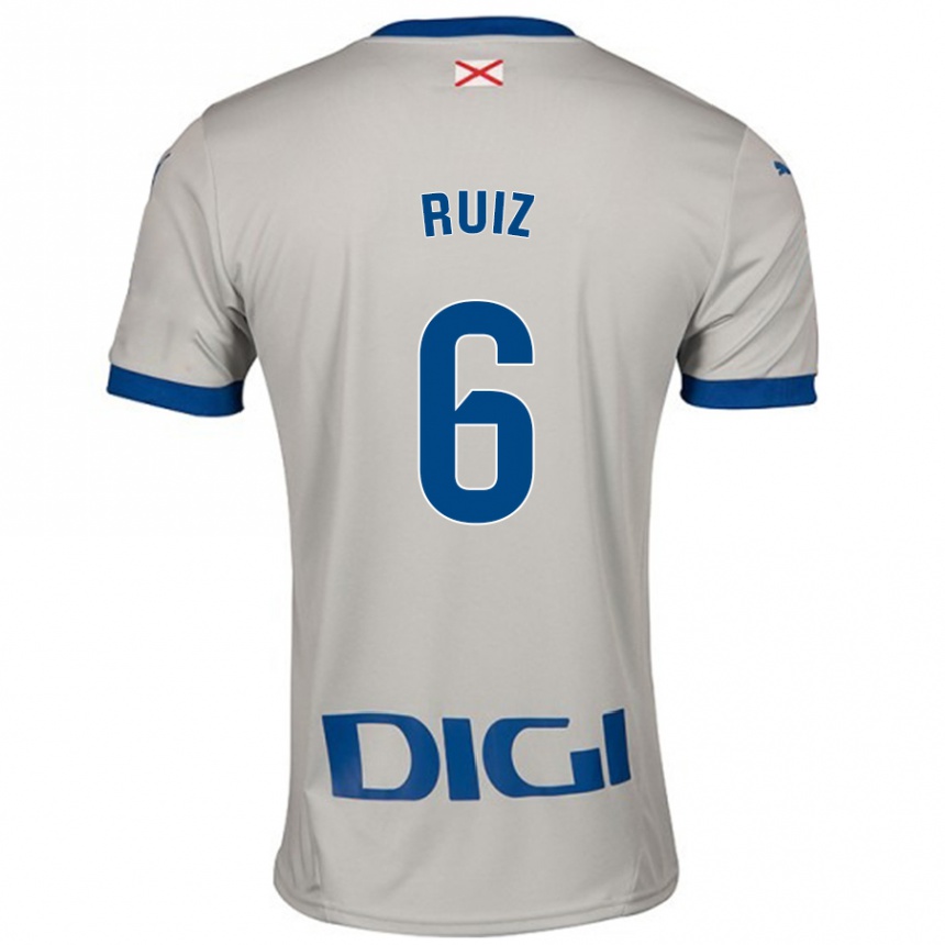 Gyermek Labdarúgás Markel Ruiz #6 Világos Szürke Idegenbeli Jersey 2024/25 Mez Póló Ing