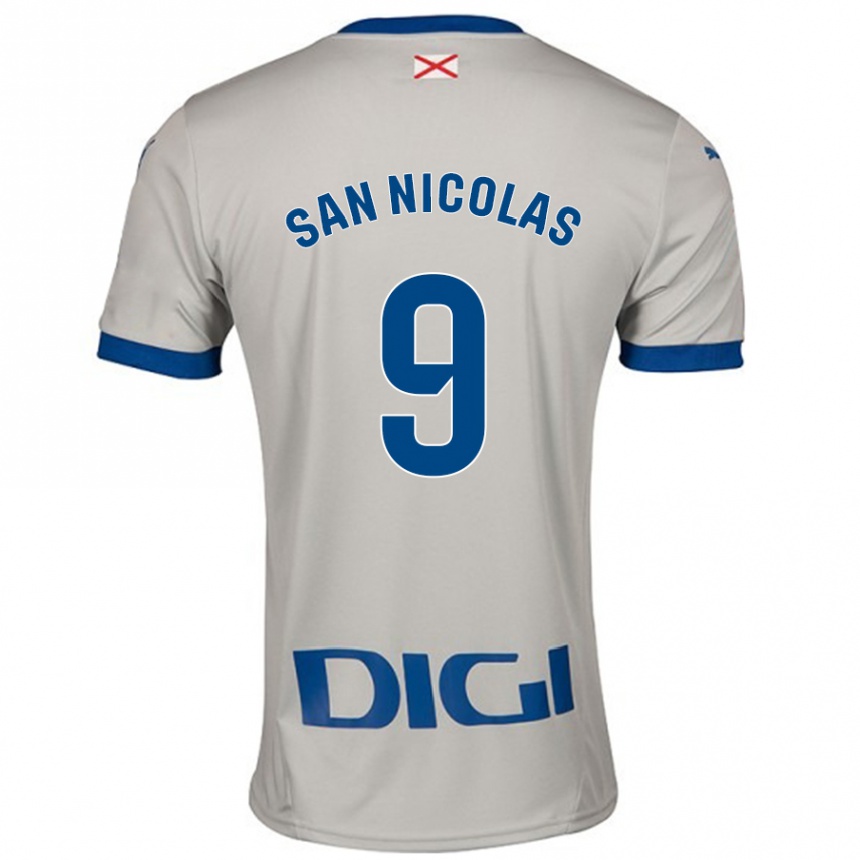 Gyermek Labdarúgás Olga San Nicolás #9 Világos Szürke Idegenbeli Jersey 2024/25 Mez Póló Ing