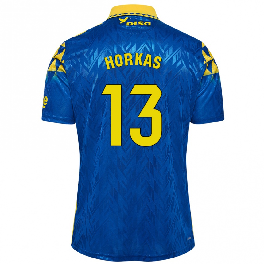 Gyermek Labdarúgás Dinko Horkas #13 Kék Sárga Idegenbeli Jersey 2024/25 Mez Póló Ing