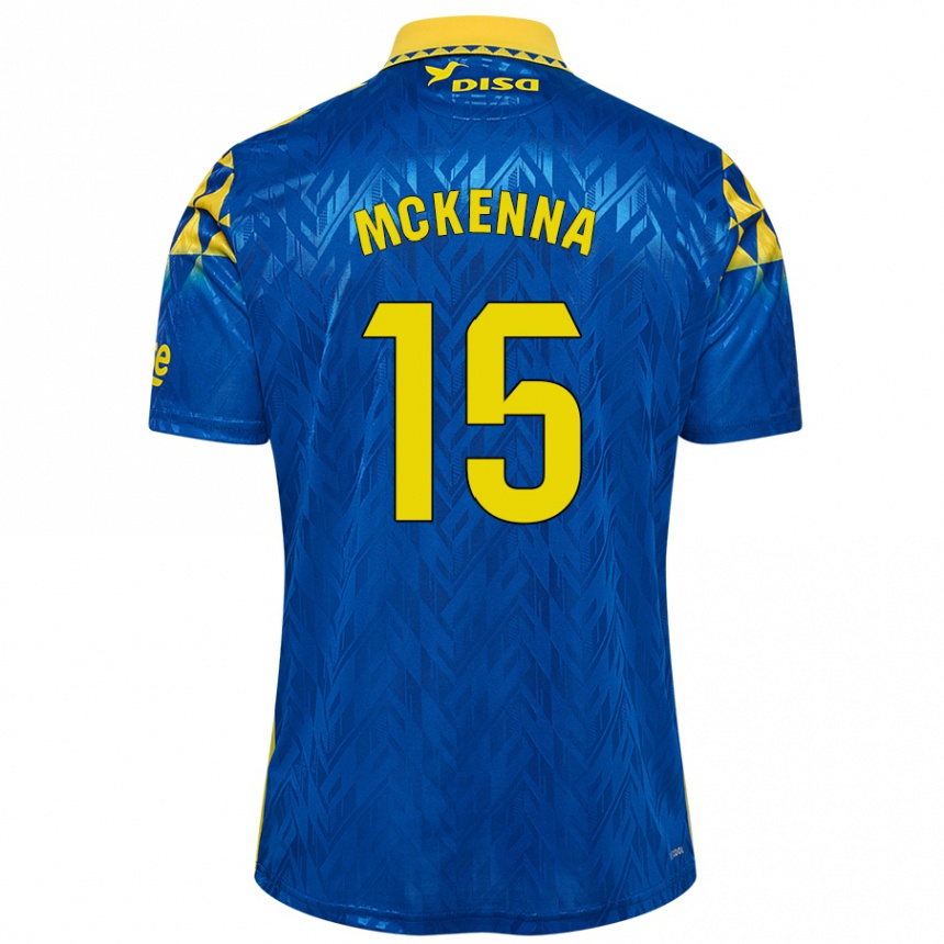 Gyermek Labdarúgás Scott Mckenna #15 Kék Sárga Idegenbeli Jersey 2024/25 Mez Póló Ing