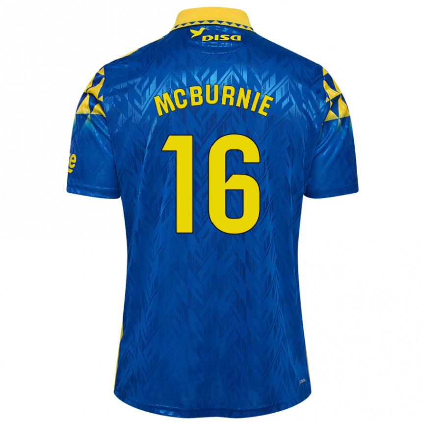 Gyermek Labdarúgás Oli Mcburnie #16 Kék Sárga Idegenbeli Jersey 2024/25 Mez Póló Ing