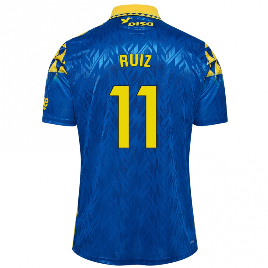 Gyermek Labdarúgás Sergio Ruiz #11 Kék Sárga Idegenbeli Jersey 2024/25 Mez Póló Ing