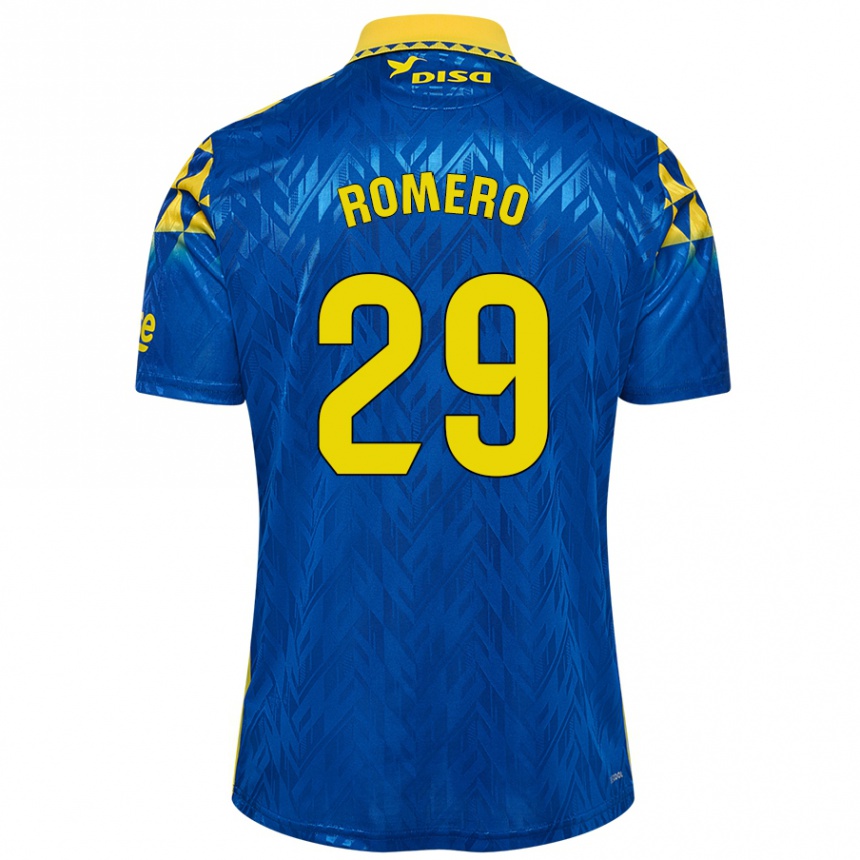 Gyermek Labdarúgás Elías Romero #29 Kék Sárga Idegenbeli Jersey 2024/25 Mez Póló Ing