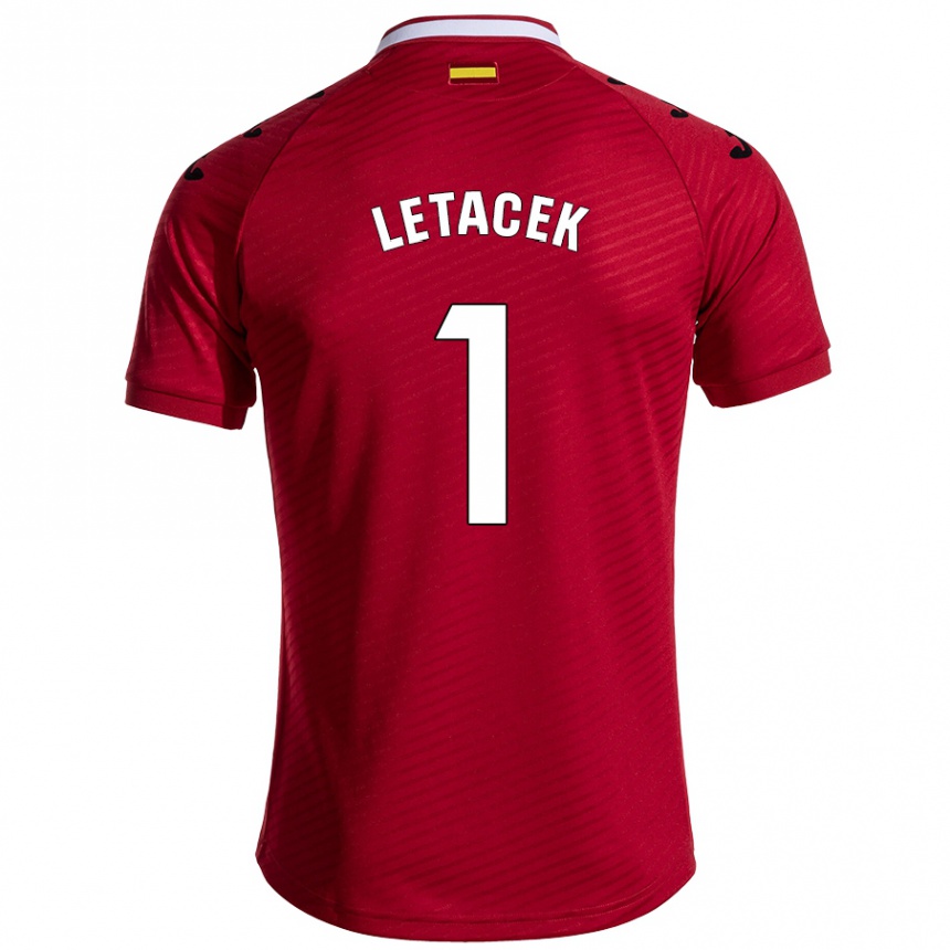 Gyermek Labdarúgás Jiri Letacek #1 Sötét Vörös Idegenbeli Jersey 2024/25 Mez Póló Ing