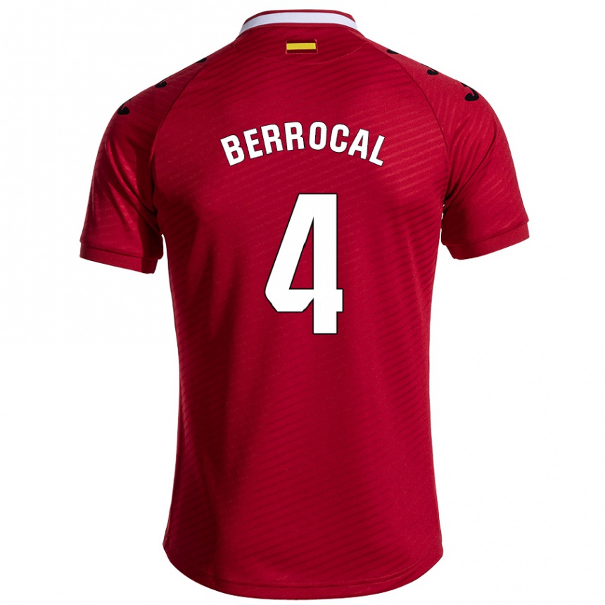 Gyermek Labdarúgás Juan Berrocal #4 Sötét Vörös Idegenbeli Jersey 2024/25 Mez Póló Ing