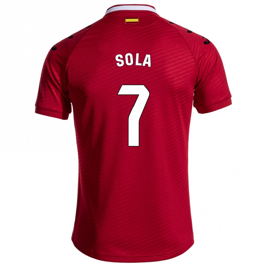 Gyermek Labdarúgás Álex Sola #7 Sötét Vörös Idegenbeli Jersey 2024/25 Mez Póló Ing