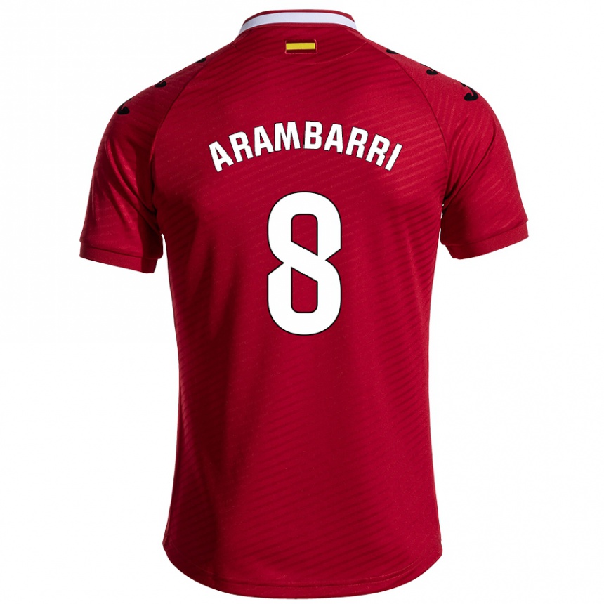 Gyermek Labdarúgás Mauro Arambarri #8 Sötét Vörös Idegenbeli Jersey 2024/25 Mez Póló Ing