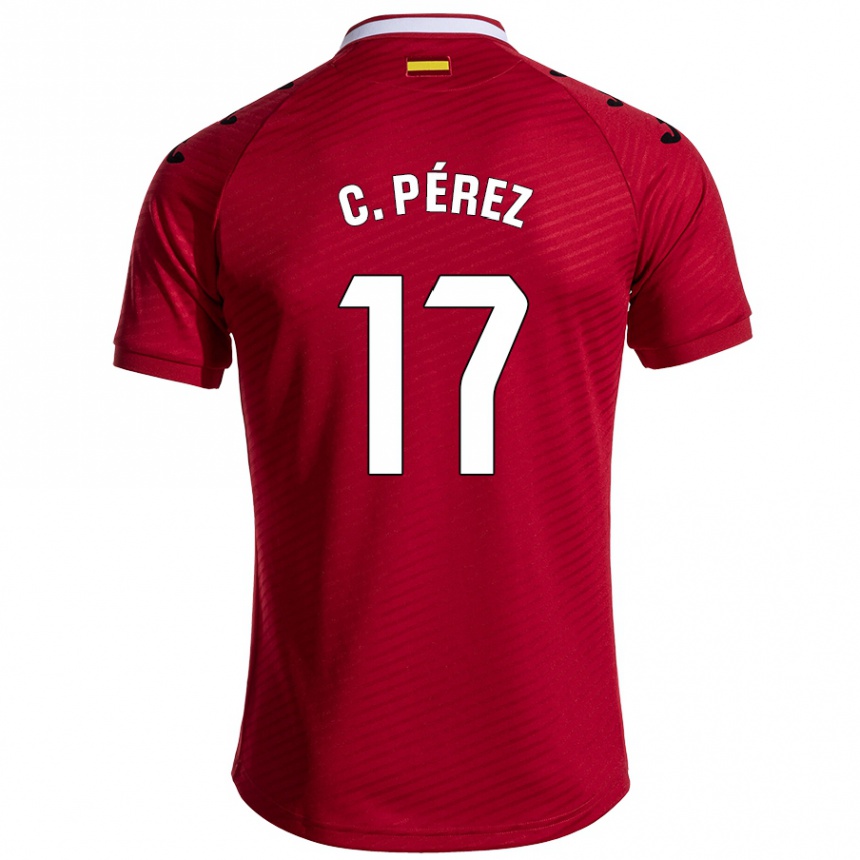 Gyermek Labdarúgás Carles Pérez #17 Sötét Vörös Idegenbeli Jersey 2024/25 Mez Póló Ing