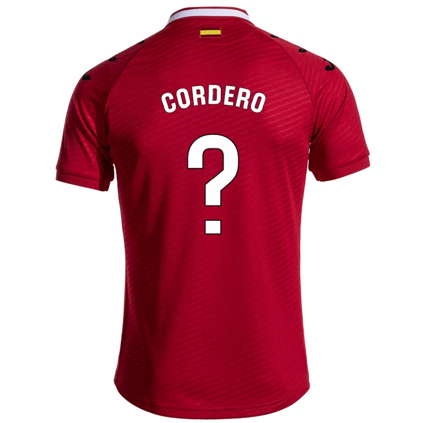 Gyermek Labdarúgás Alberto Cordero #0 Sötét Vörös Idegenbeli Jersey 2024/25 Mez Póló Ing