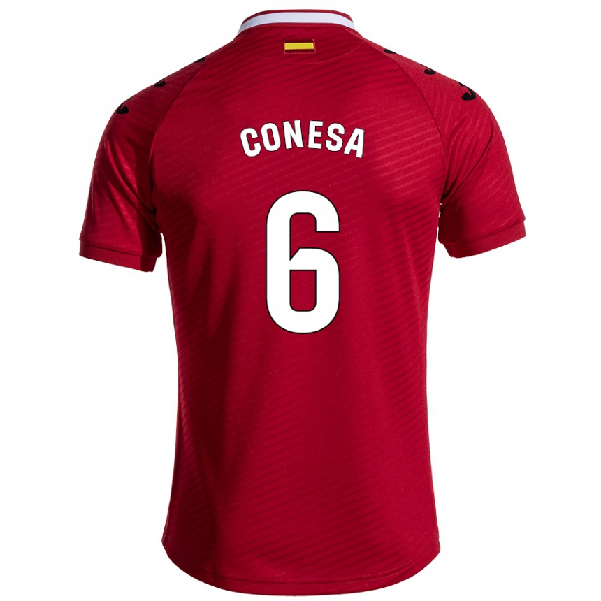 Gyermek Labdarúgás Nico Conesa #6 Sötét Vörös Idegenbeli Jersey 2024/25 Mez Póló Ing