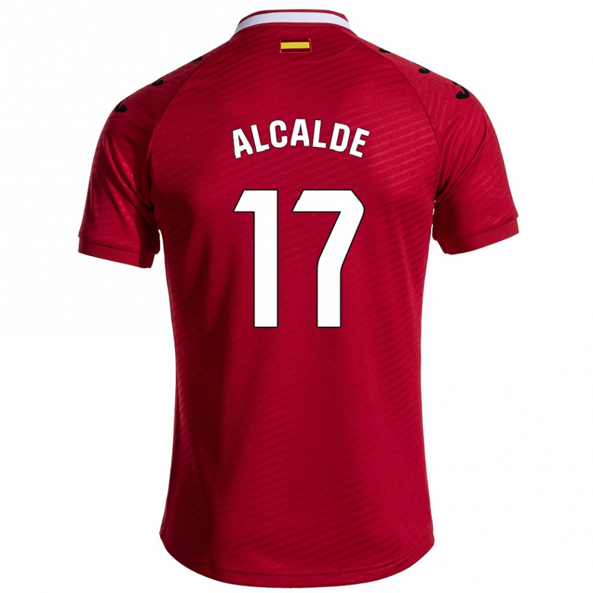 Gyermek Labdarúgás Jacobo Alcalde #17 Sötét Vörös Idegenbeli Jersey 2024/25 Mez Póló Ing