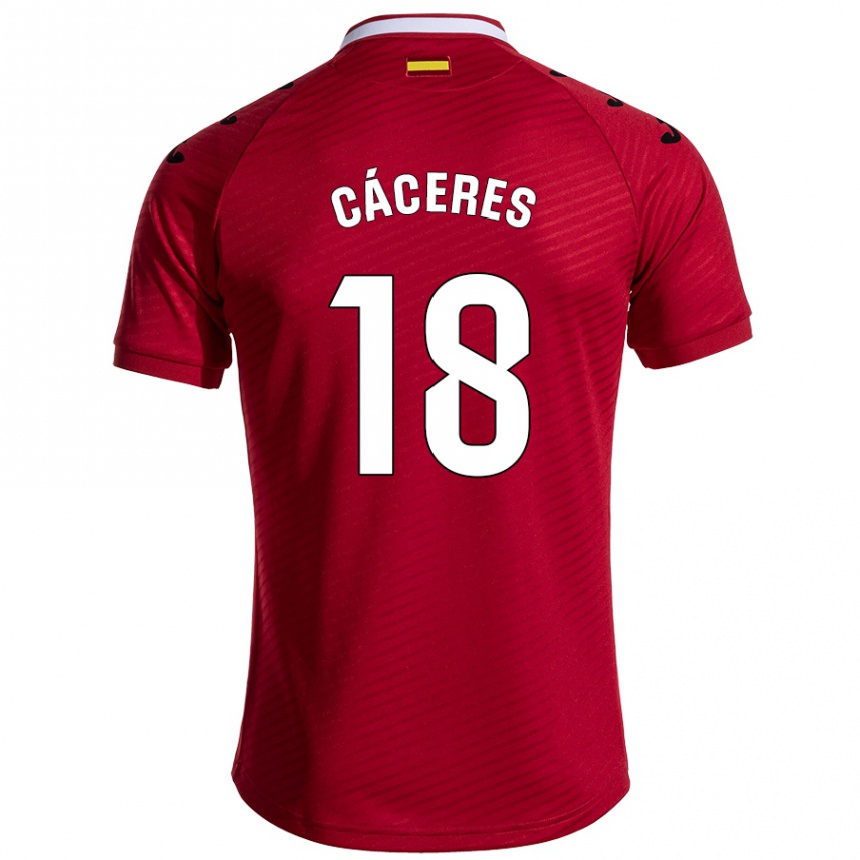 Gyermek Labdarúgás Damián Cáceres #18 Sötét Vörös Idegenbeli Jersey 2024/25 Mez Póló Ing