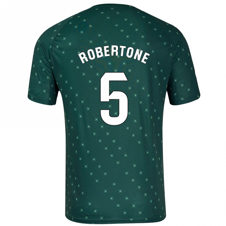 Gyermek Labdarúgás Lucas Robertone #5 Sötétzöld Idegenbeli Jersey 2024/25 Mez Póló Ing