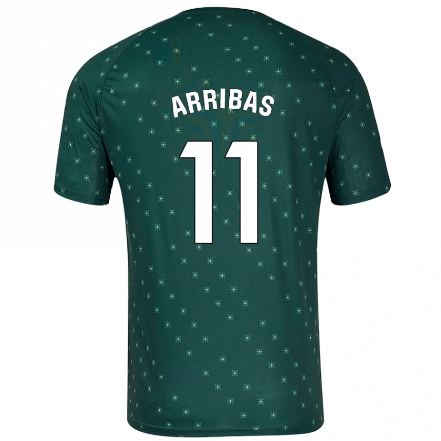 Gyermek Labdarúgás Sergio Arribas #11 Sötétzöld Idegenbeli Jersey 2024/25 Mez Póló Ing