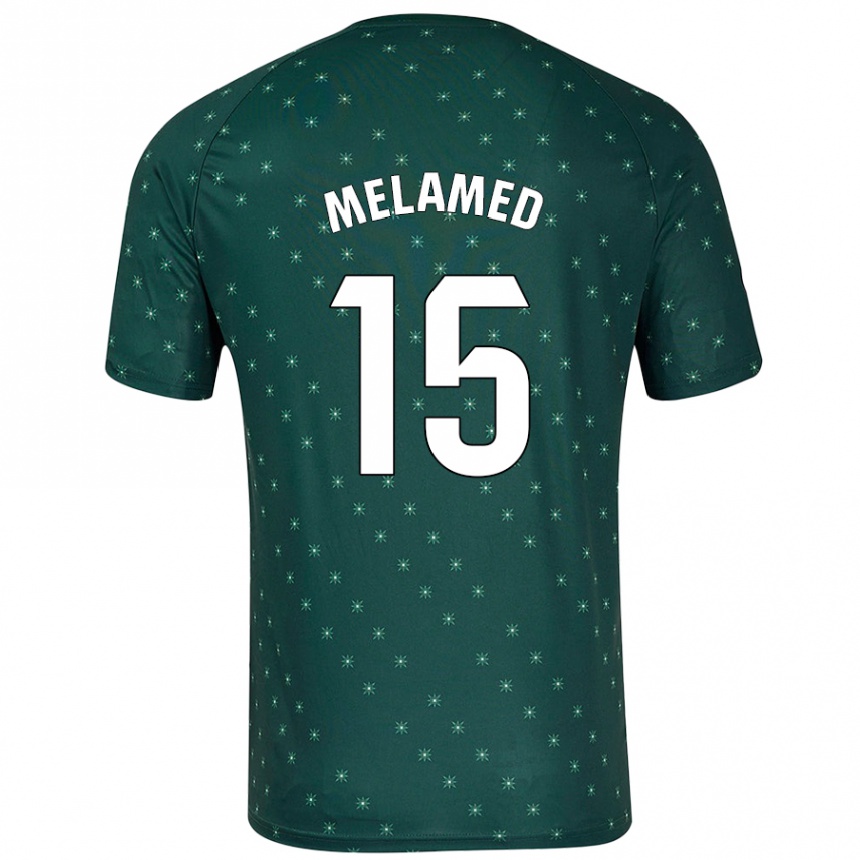 Gyermek Labdarúgás Nico Melamed #15 Sötétzöld Idegenbeli Jersey 2024/25 Mez Póló Ing