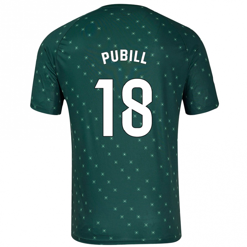 Gyermek Labdarúgás Marc Pubill #18 Sötétzöld Idegenbeli Jersey 2024/25 Mez Póló Ing