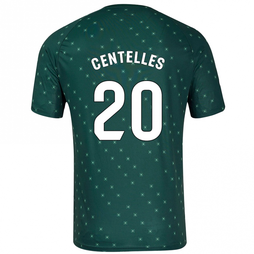 Gyermek Labdarúgás Álex Centelles #20 Sötétzöld Idegenbeli Jersey 2024/25 Mez Póló Ing