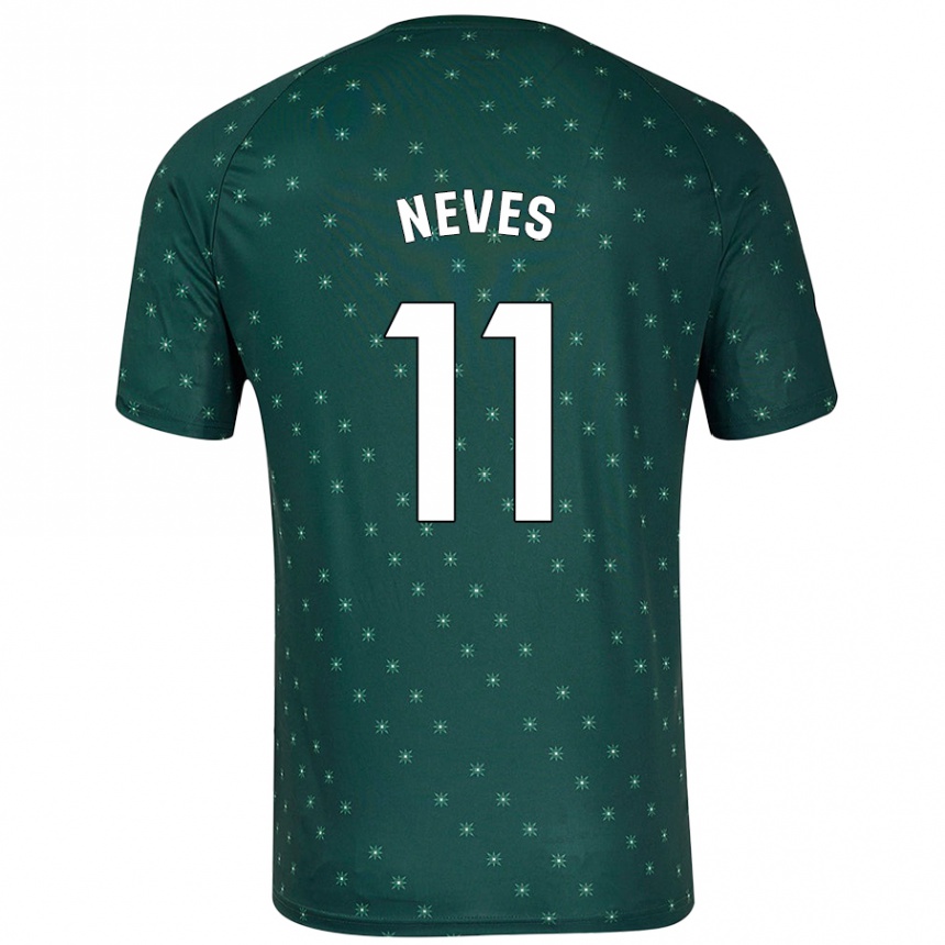 Gyermek Labdarúgás Hugo Neves #11 Sötétzöld Idegenbeli Jersey 2024/25 Mez Póló Ing