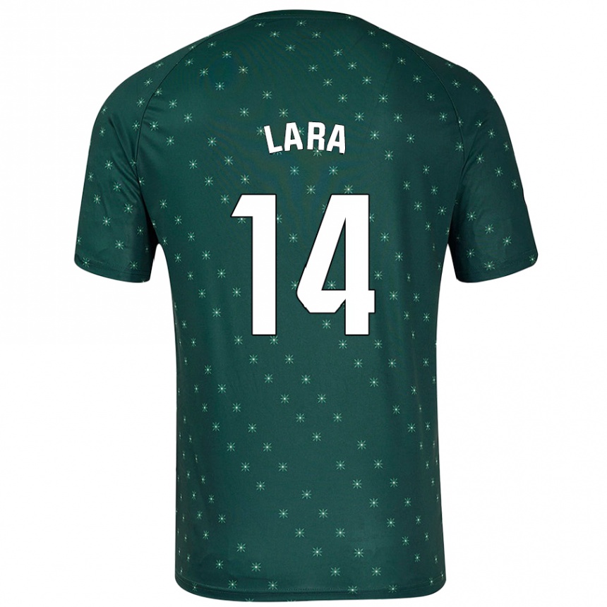 Gyermek Labdarúgás Luis Lara #14 Sötétzöld Idegenbeli Jersey 2024/25 Mez Póló Ing