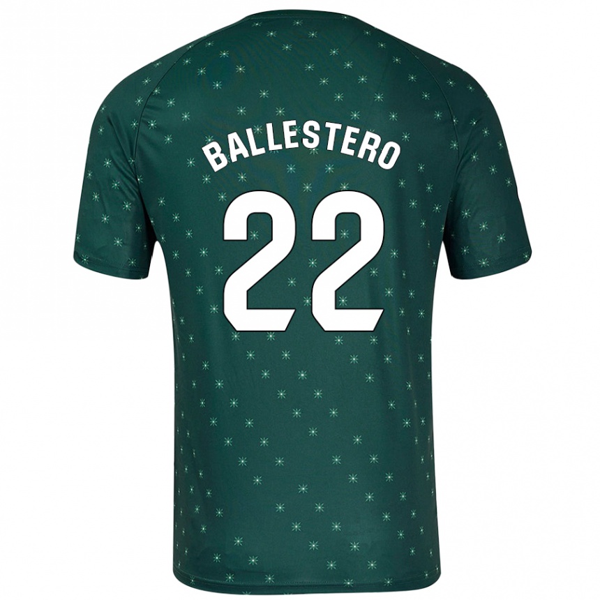 Gyermek Labdarúgás Carlos Ballestero #22 Sötétzöld Idegenbeli Jersey 2024/25 Mez Póló Ing