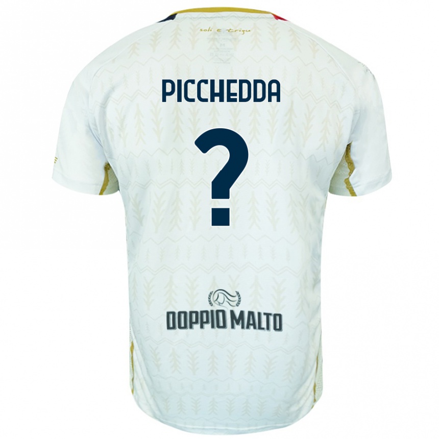 Gyermek Labdarúgás Marco Picchedda #0 Fehér Idegenbeli Jersey 2024/25 Mez Póló Ing