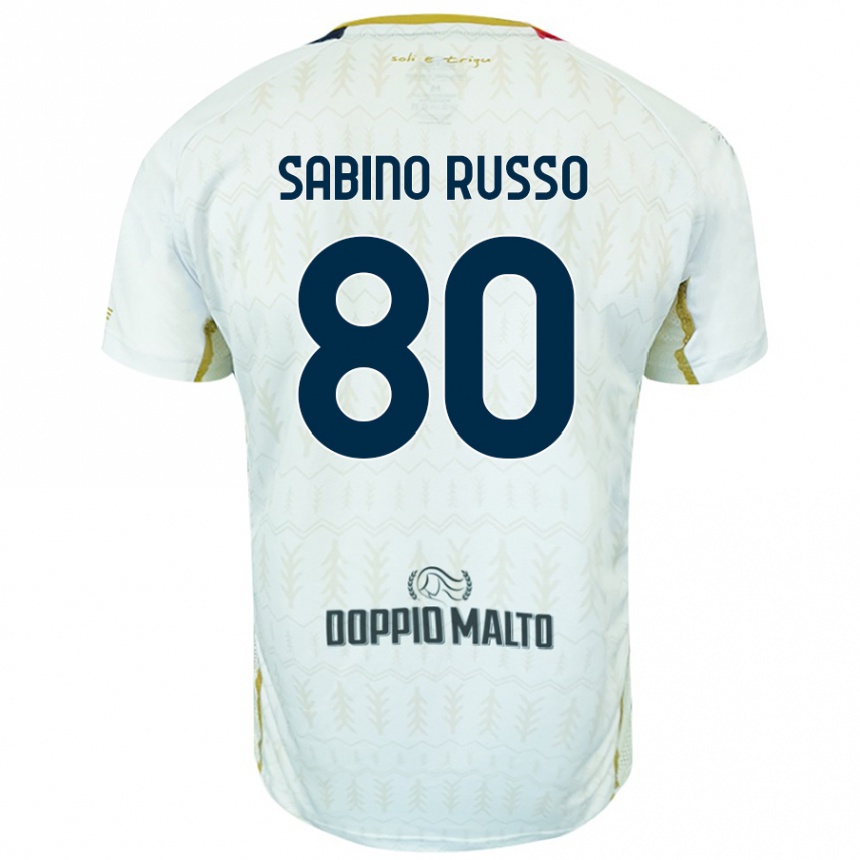 Gyermek Labdarúgás Alessandro Sabino Russo #80 Fehér Idegenbeli Jersey 2024/25 Mez Póló Ing