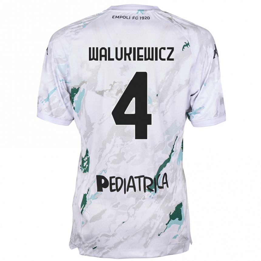 Gyermek Labdarúgás Sebastian Walukiewicz #4 Szürke Idegenbeli Jersey 2024/25 Mez Póló Ing