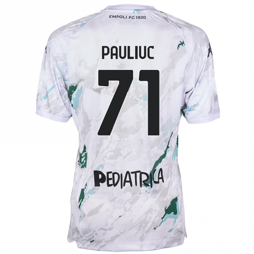 Gyermek Labdarúgás Nicolò Pauliuc #71 Szürke Idegenbeli Jersey 2024/25 Mez Póló Ing