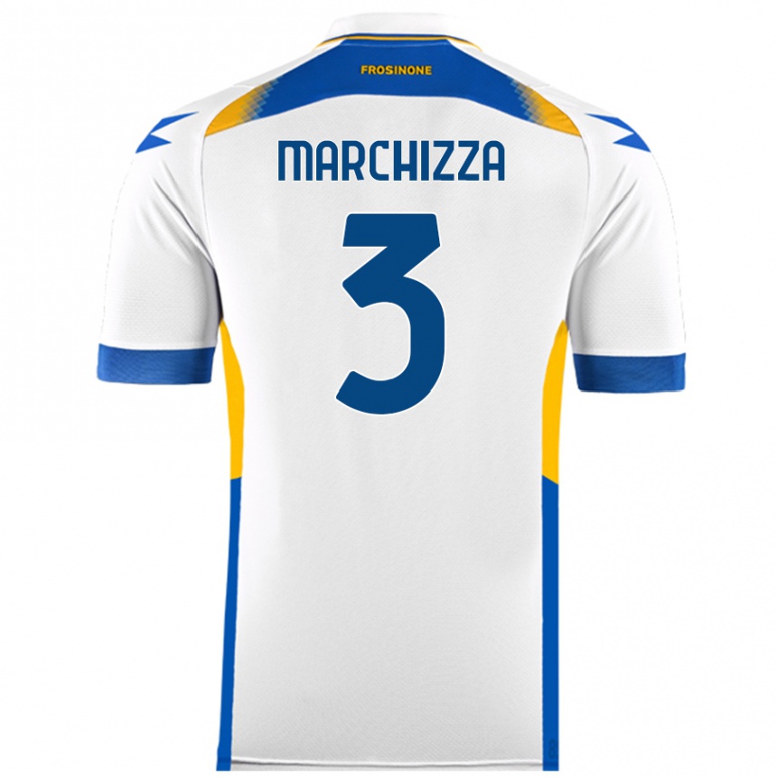 Gyermek Labdarúgás Riccardo Marchizza #3 Fehér Idegenbeli Jersey 2024/25 Mez Póló Ing