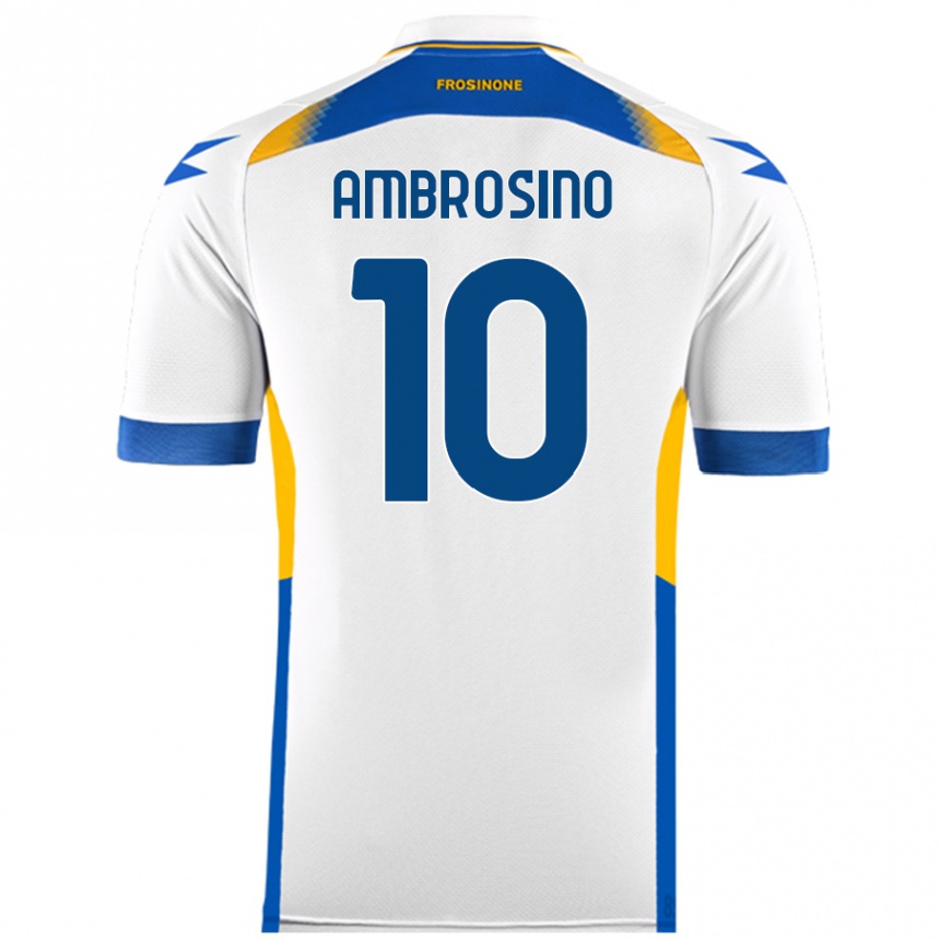 Gyermek Labdarúgás Giuseppe Ambrosino #10 Fehér Idegenbeli Jersey 2024/25 Mez Póló Ing