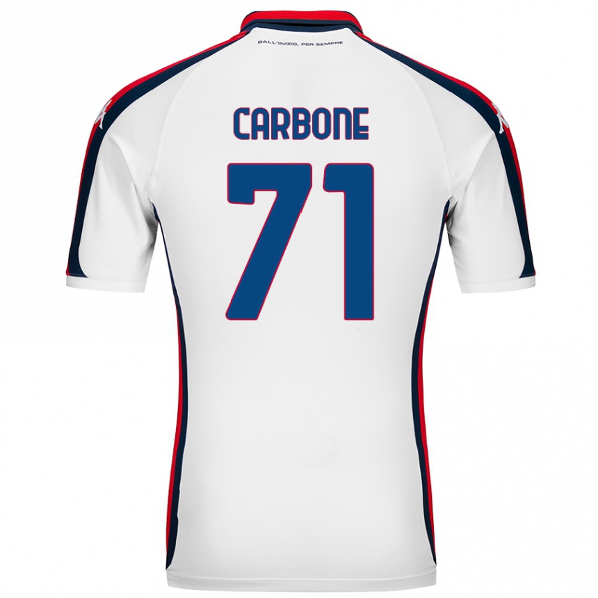 Gyermek Labdarúgás Filippo Carbone #71 Fehér Idegenbeli Jersey 2024/25 Mez Póló Ing