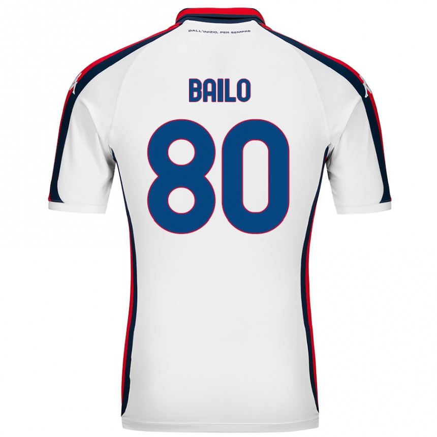 Gyermek Labdarúgás Giorgio Bailo #80 Fehér Idegenbeli Jersey 2024/25 Mez Póló Ing