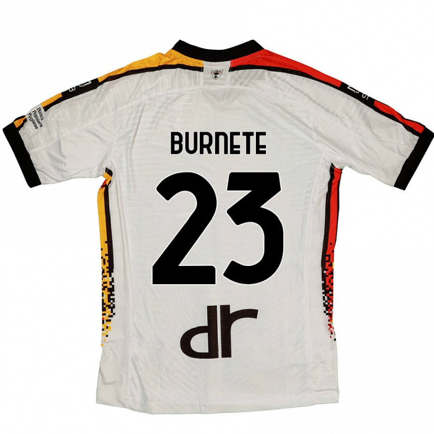 Gyermek Labdarúgás Rareș Burnete #23 Fehér Fekete Idegenbeli Jersey 2024/25 Mez Póló Ing