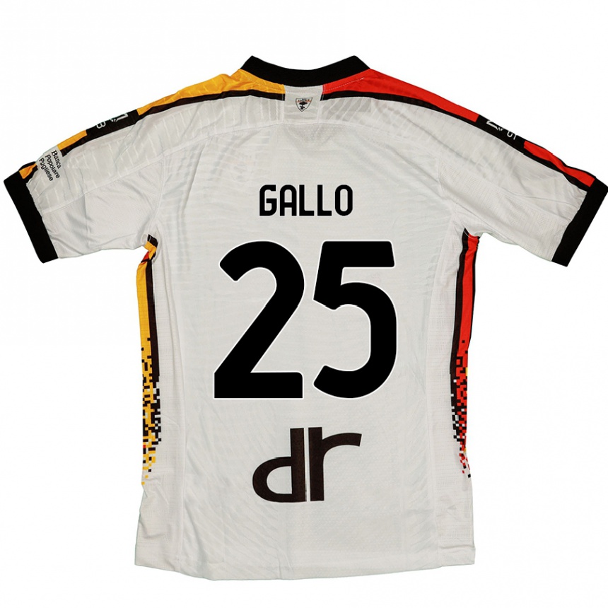 Gyermek Labdarúgás Antonino Gallo #25 Fehér Fekete Idegenbeli Jersey 2024/25 Mez Póló Ing