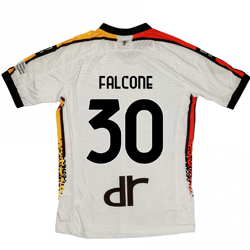 Gyermek Labdarúgás Wladimiro Falcone #30 Fehér Fekete Idegenbeli Jersey 2024/25 Mez Póló Ing