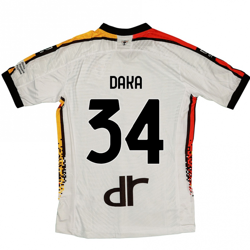 Gyermek Labdarúgás Dario Daka #34 Fehér Fekete Idegenbeli Jersey 2024/25 Mez Póló Ing