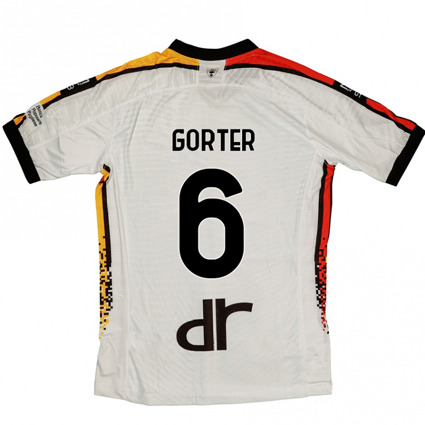 Gyermek Labdarúgás Olaf Gorter #6 Fehér Fekete Idegenbeli Jersey 2024/25 Mez Póló Ing