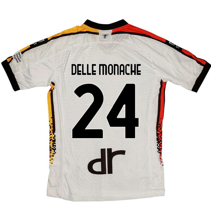 Gyermek Labdarúgás Marco Delle Monache #24 Fehér Fekete Idegenbeli Jersey 2024/25 Mez Póló Ing